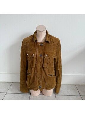 Free People Brown Corduroy Utility Jacket Women’s Size M Zip Button